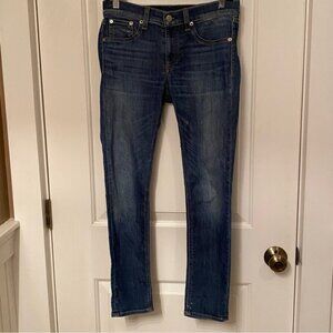 RAG & BONE JEANS CAPRI CROP BLUE WHISKER FADE SKINNY LEG WAIST ALTERED